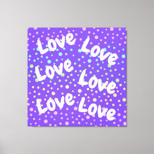 Lila Liebe und Regenbogenpunkte Leinwanddruck