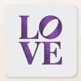 Lila LIEBE Weißer Untersetzer Set