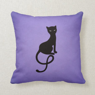 Lila liebenswürdige schlechte schwarze Katze Kissen