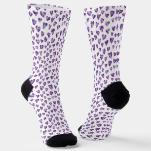 Lila-Liebesherz-Muster Socken