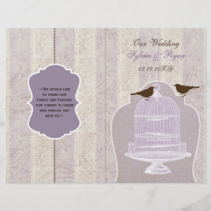 lila Liebhaber Bircage bi fold Wedding Programm
