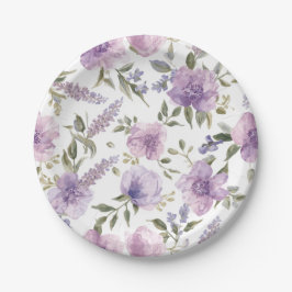 Lila-lila Blumen-Wasserfarbe Botanisch Pappteller