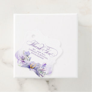 Lila-lila-blumige botanische Hochzeits-Dankeschön- Geschenkanhänger