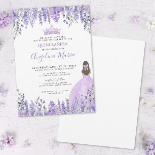 Lila lila Blüten Floral Quinceañera Einladung