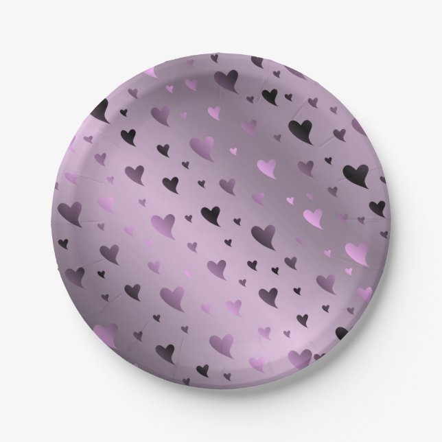 lila, lila, herz, Liebe, valentin, form, symbol Pappteller (Vorderseite)