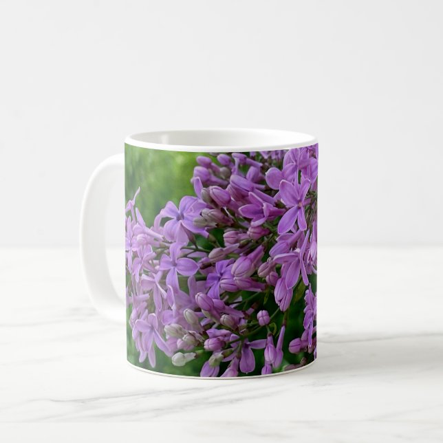 Lila Lila romantisches lila Foto Kaffeetasse (Vorderseite Links)