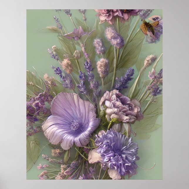 Lila lila rosa Haufen Blume schön Poster (Vorne)