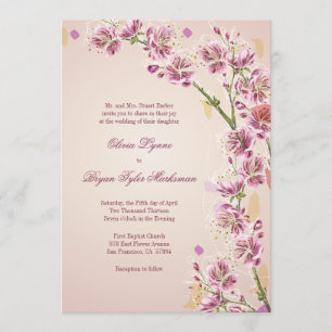 Lila lila Watercolor-Blumen, die Einladung wedding