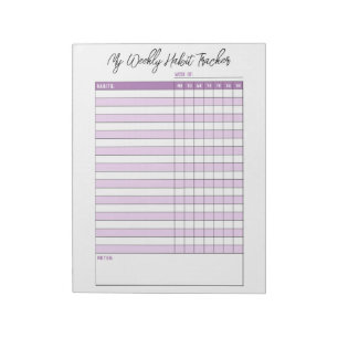 Lila-lila Wochen-Habit-Tracker Notizblock