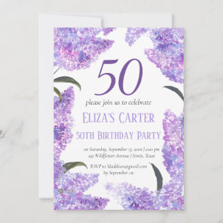 Lila Lilac 50. Geburtstagsfeier Wildblume Geburtst Einladung