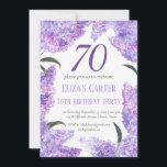 Lila Lilac 70th Floral Elegant Geburtstag Einladung<br><div class="desc">Lila,  elegant,  Lavendel,  lila Blume,  botanische Aquarell 70. Geburtstag Party,  siebzigste Einladungen. Handgemalte Aquarelllik von mir. Personalisieren Sie es mit Ihren Daten.</div>