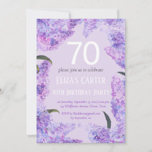 Lila Lilac 70th Floral Elegant Geburtstag Einladung
