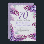 Lila Lilac 70th Floral Elegant Geburtstag Einladung<br><div class="desc">Lila,  elegant,  Lavendel,  lila Blume,  botanische Aquarell 70. Geburtstag Party,  siebzigste Einladungen. Handgemalte Aquarelllik von mir. Personalisieren Sie es mit Ihren Daten.</div>
