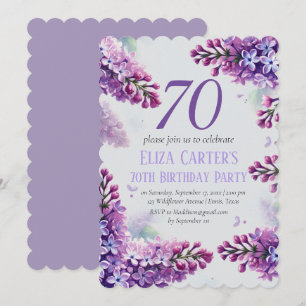 Lila Lilac 70th Floral Elegant Geburtstag Einladung