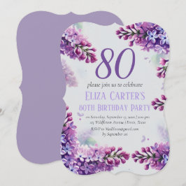 Lila Lilac 80. Floral Elegant Geburtstag Einladung