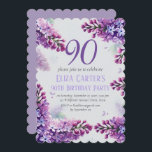 Lila Lilac 90th Floral Elegant Geburtstag Einladung<br><div class="desc">Lila,  elegant,  Lavendel,  lila Blume,  botanische Aquarell 90. Geburtstagsparty,  neunzig Einladungen. Personalisieren Sie es mit Ihren Daten.</div>