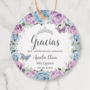 Lila Lilac Baby Blue Rose Butterfly Quinceañera Geschenkanhänger