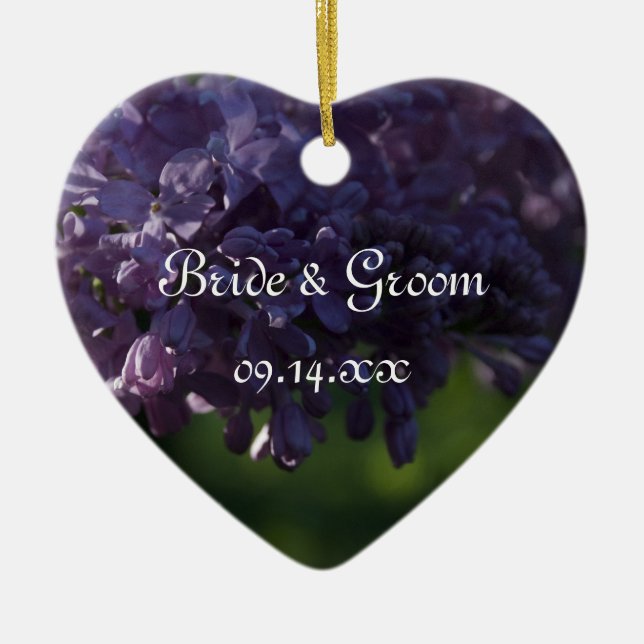 Lila Lilac-Blume Hochzeit Keramik Ornament (Vorne)