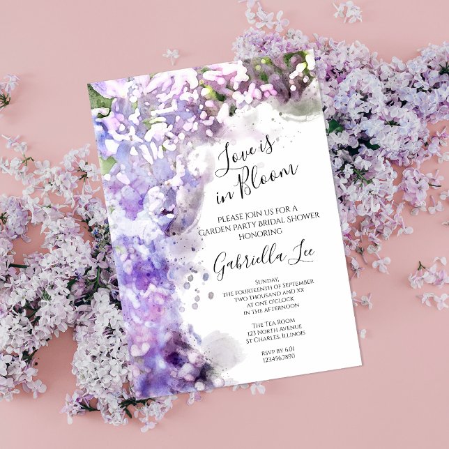 Lila Lilac Blume Liebe ist in Bloom Brautparty Einladung (Von Creator hochgeladen)