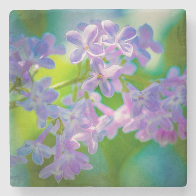 Lila Lilac-Blume Steinuntersetzer (Vorderseite)
