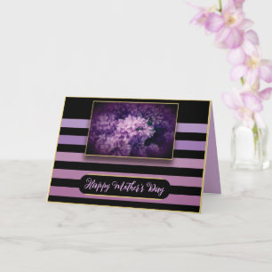 Lila Lilac-Blume und Streifen Karte