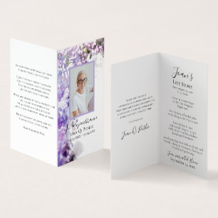 Lila Lilac Blume Wasserfarben Beerdigung Gebet Visitenkarten