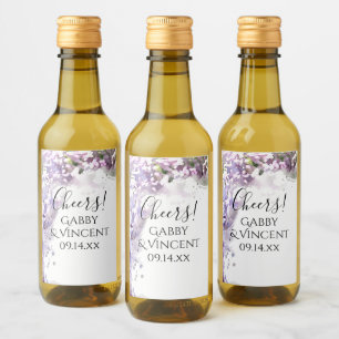 Lila Lilac-Blume Wasserfarbener Hochzeitssalon Weinetikett
