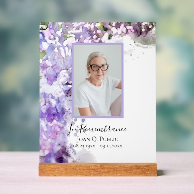 Lila Lilac Blume Wasserfarbenfeier Acrylschild (Neutral)