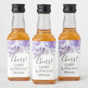 Lila Lilac Blume Wasserfarbenhochzeit Alkoholflaschenetikett