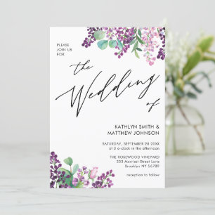 Lila Lilac-Flora-Aquarell Einladung