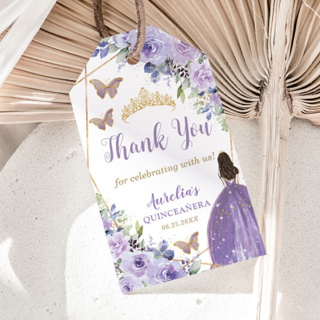 Lila Lilac Floral Princess Butterfly Quinceañera Geschenkanhänger (Von Creator hochgeladen)