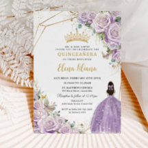 Lila Lilac Floral Princess Gold Quinceañera XV