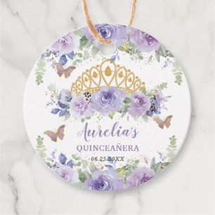 Lila Lilac Floral Quinceañera Crown Butterfliegen Geschenkanhänger
