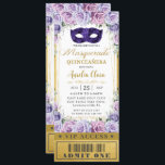 Lila Lilac Floral Quinceañera Masquerade Ticket Einladung<br><div class="desc">Personalisieren Sie diese schicke Quinceañera / Sweet 16 Masquerade Party VIP Ticket-Stil Einladung mit Ihrem Party Details einfach und schnell, einfach drücken Sie die Schaltfläche Anpassen Sie es, um den Stil und die Platzierung des Textes weiter zu ordnen und formatieren. Mit Maskerade, smaragdgrünen Rose und Schmetterlingen. Passende Artikel im Shop...</div>
