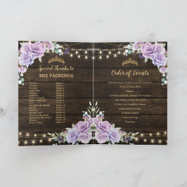 Lila Lilac Floral verzauberter Wald Quinceañera Programm