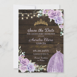 Lila Lilac Floral verzauberter Wald Quinceañera Save The Date