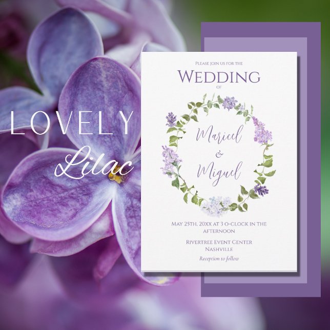 Lila Lilac Floral Watercolor Moderne Hochzeit Einladung (Von Creator hochgeladen)