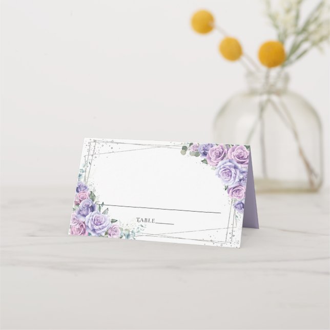 Lila Lilac Floral Wedding Brautparty Quince Platzkarte (Vorderseite)