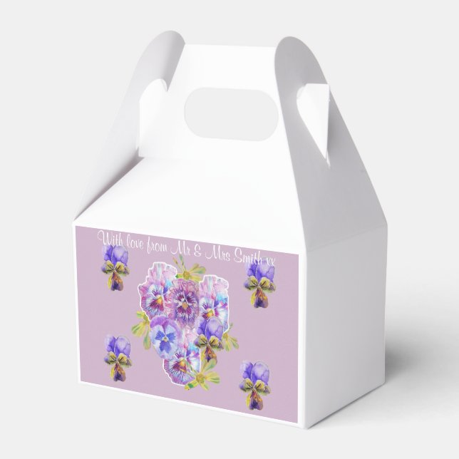 Lila Lilac Floral Wedding Cake Gefälligkeitsboxen Geschenkschachtel (Vorderseite)