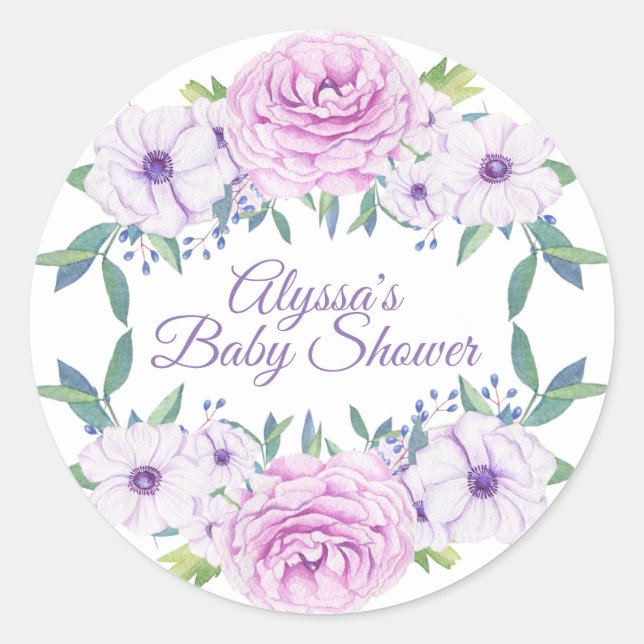 Lila Lilac Floral White Baby Aufkleber (Vorderseite)