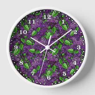 Lila Lilac Floral Wohngestaltung Uhr