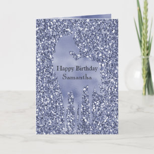 Lila Lilac Glitzer Unicorn Personalisiert Karte