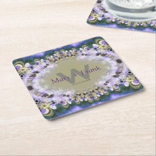Lila Lilac Gold Lace Monogram Paper Untersetzer