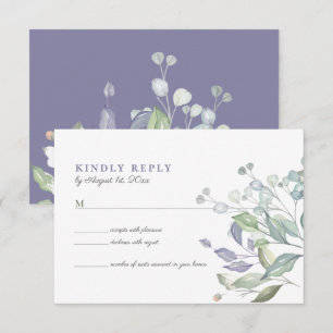 Lila Lilac Greenerity Wedding RSVP Card Karte