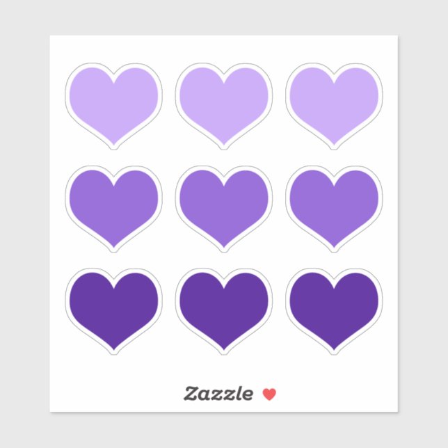 Lila Lilac Indigo Liebe Herz Goth Set 9 Aufkleber (Blatt)