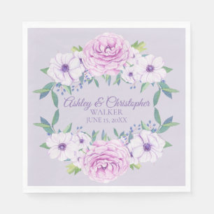 Lila Lilac Lavender Floral Personalisiert Wedding Serviette