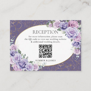 Lila Lilac Lavender Floral Wedding Reception QR Begleitkarte