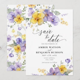 Lila Lilac Lavender Gelbe Blume Save the Date Einladung
