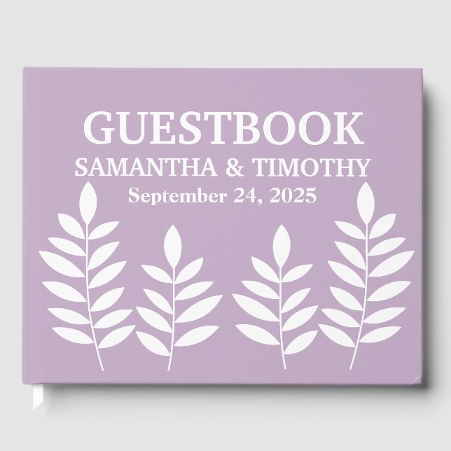 Lila Lilac Lavender Moderne Blumenhochzeit Gästebuch (Vorderseite)