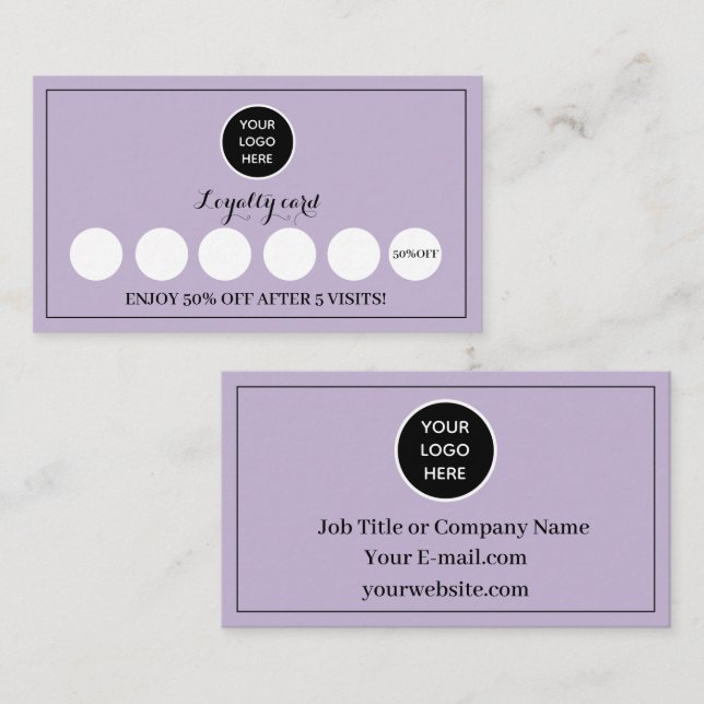 Lila Lilac-Logo Moderne Belohnung für Unternehmen Treuekarte (Vorne/Hinten)